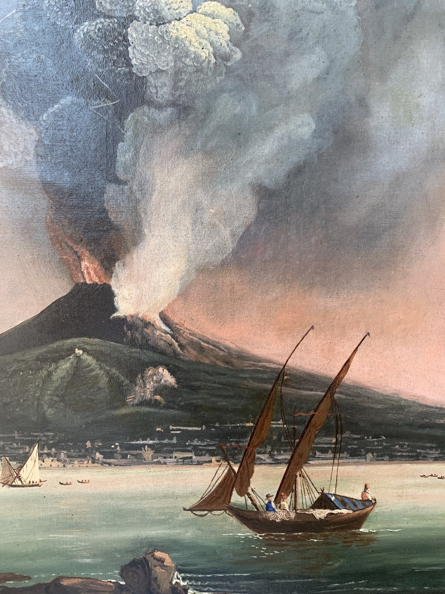 Eruzione del Vesuvio Scuola francese 1859 Naples Italia napoletana Francia  Bibbia-photo-3