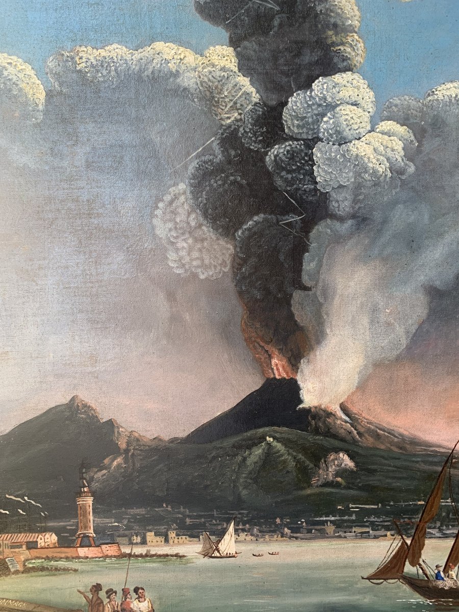 Eruzione del Vesuvio Scuola francese 1859 Naples Italia napoletana Francia  Bibbia-photo-2