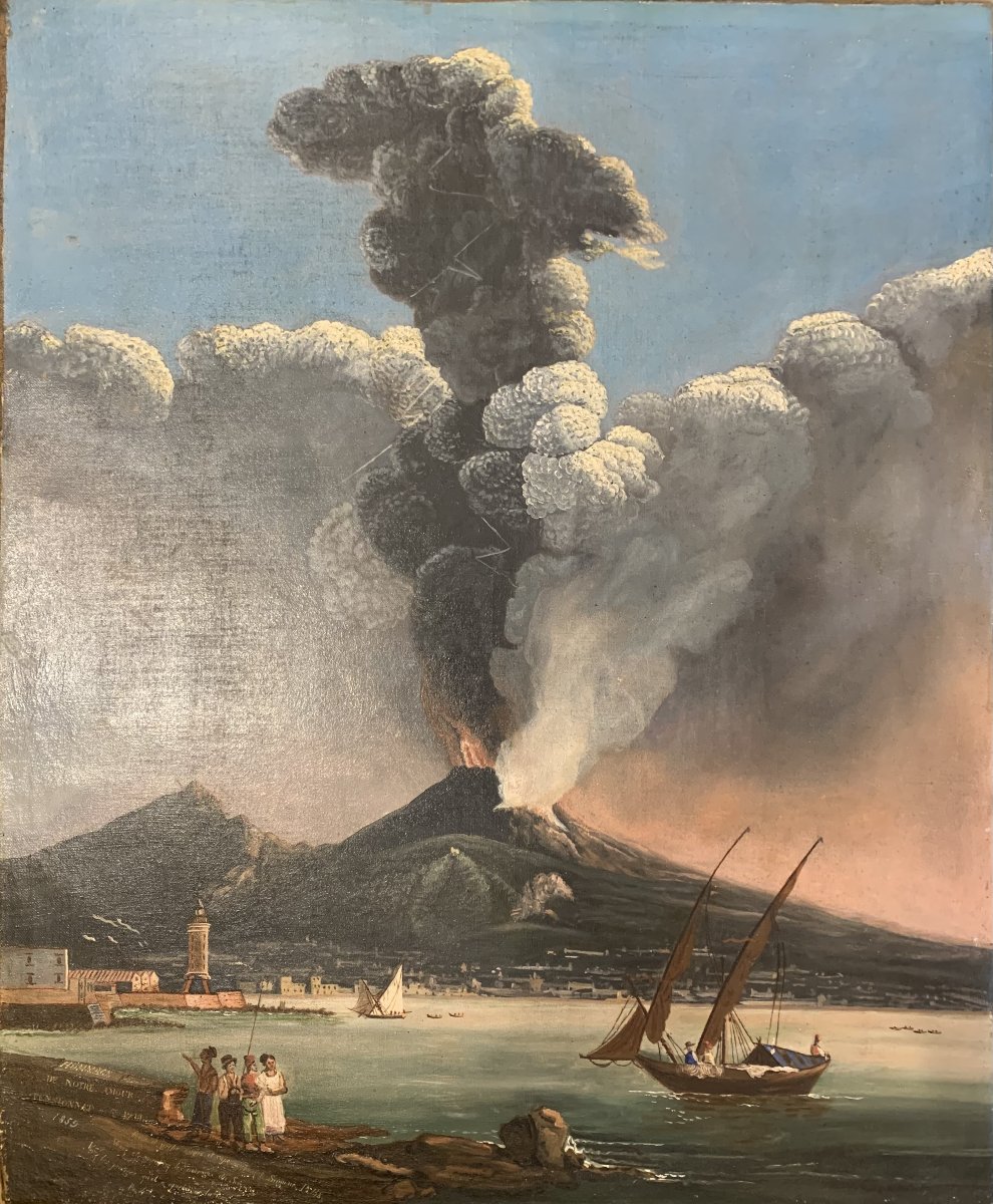Eruzione del Vesuvio Scuola francese 1859 Naples Italia napoletana Francia  Bibbia
