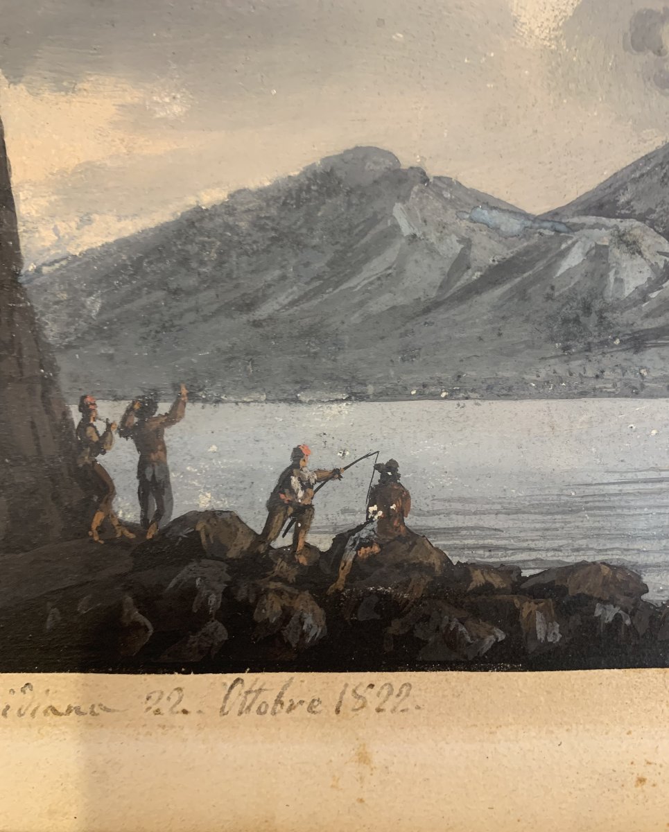 Scuola Napoletana - Eruzione di cenere del 1822 - Vesuvio, Napoli, Italia, guazzo-photo-4