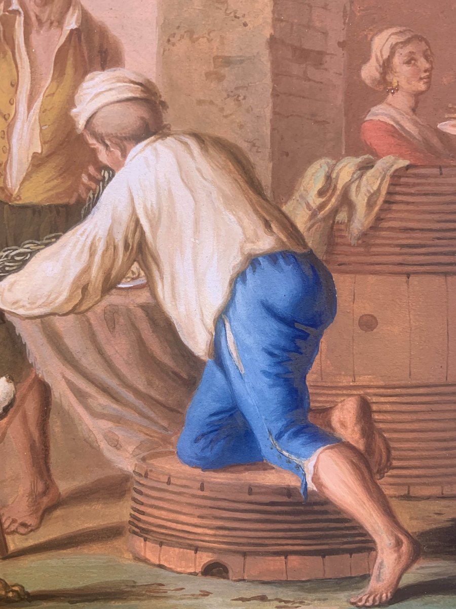 Saverio della Gatta - Mangia Maccheroni a Napoli- gouache napoletana -Costumi  Fine XVIII -photo-4