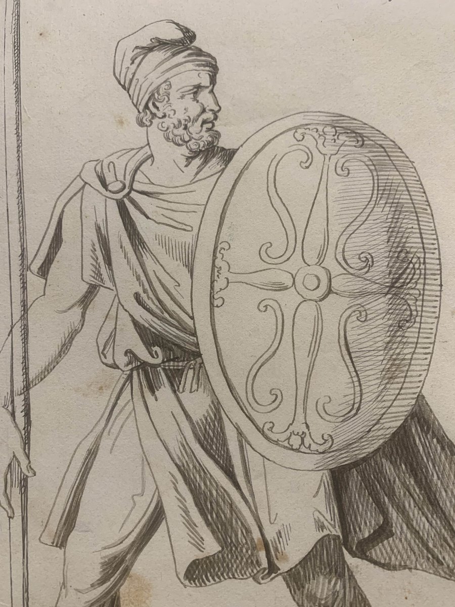 Bartolomeo Pinelli - Soldato Dacio- Acquarello Roma Costume Grand Tour  etude pour Album-photo-2