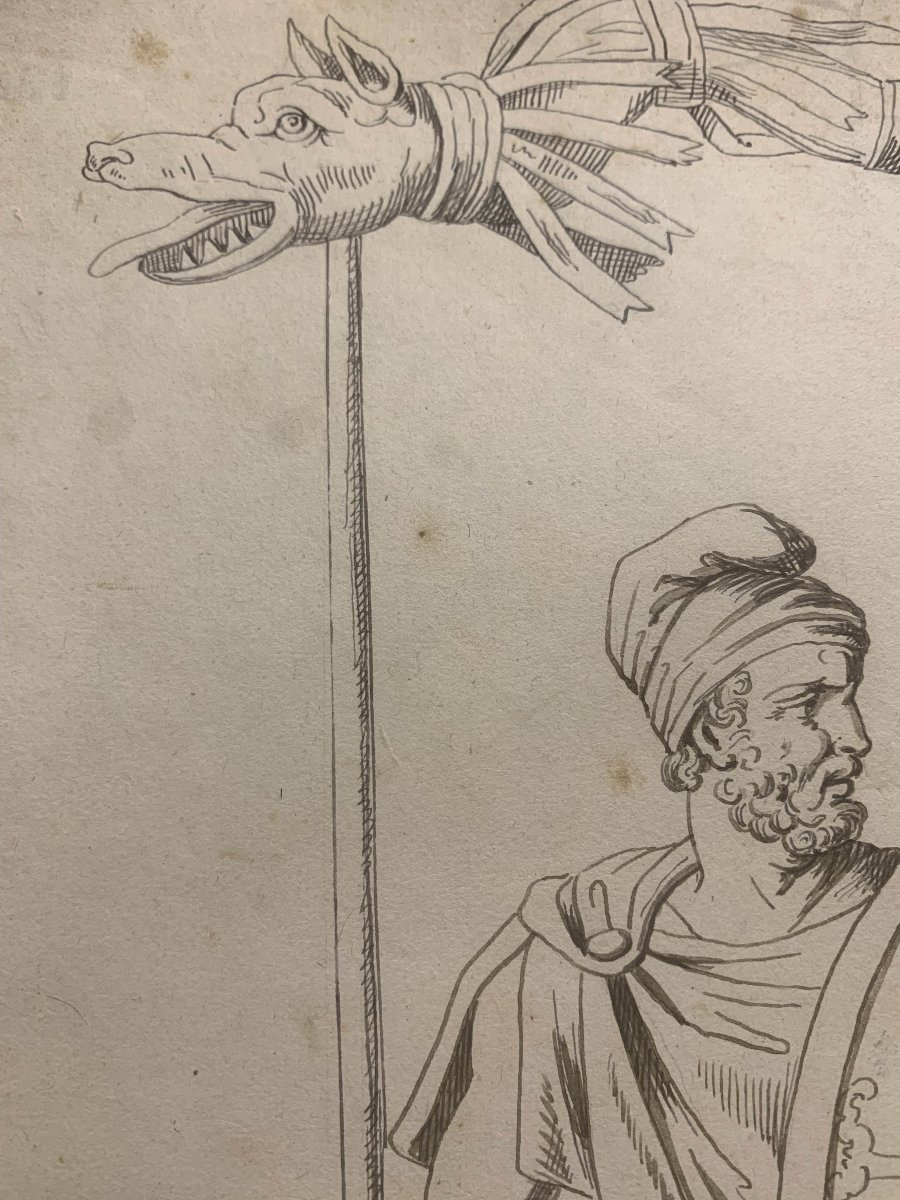 Bartolomeo Pinelli - Soldato Dacio- Acquarello Roma Costume Grand Tour  etude pour Album-photo-4