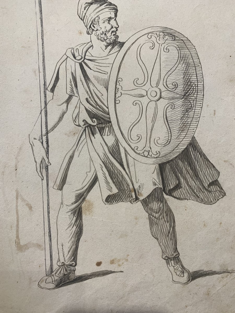 Bartolomeo Pinelli - Soldato Dacio- Acquarello Roma Costume Grand Tour  etude pour Album-photo-3