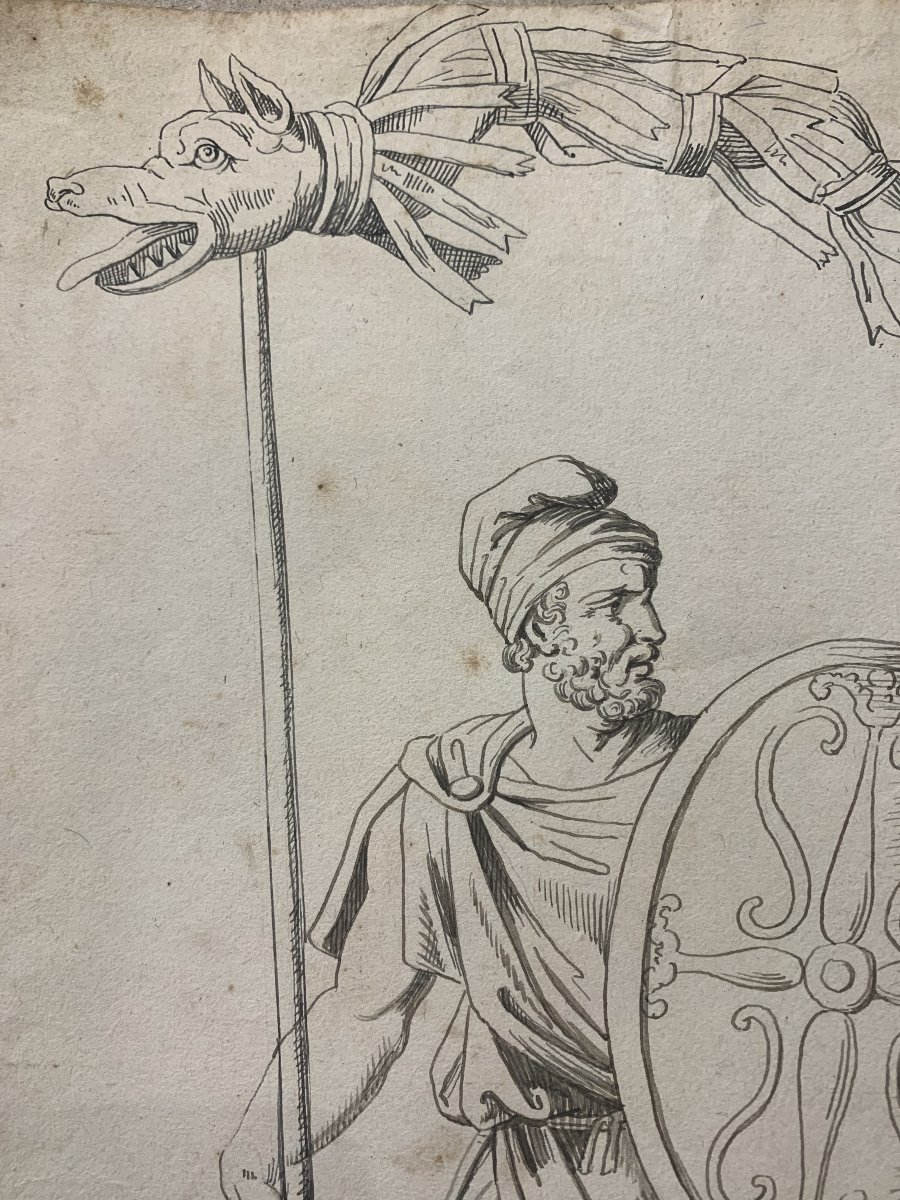 Bartolomeo Pinelli - Soldato Dacio- Acquarello Roma Costume Grand Tour  etude pour Album-photo-4