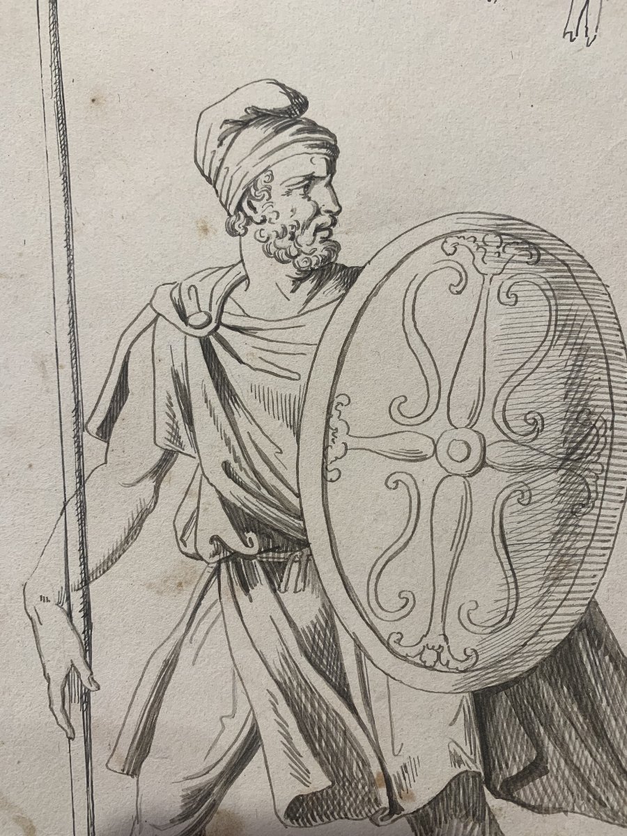 Bartolomeo Pinelli - Soldato Dacio- Acquarello Roma Costume Grand Tour  etude pour Album-photo-6