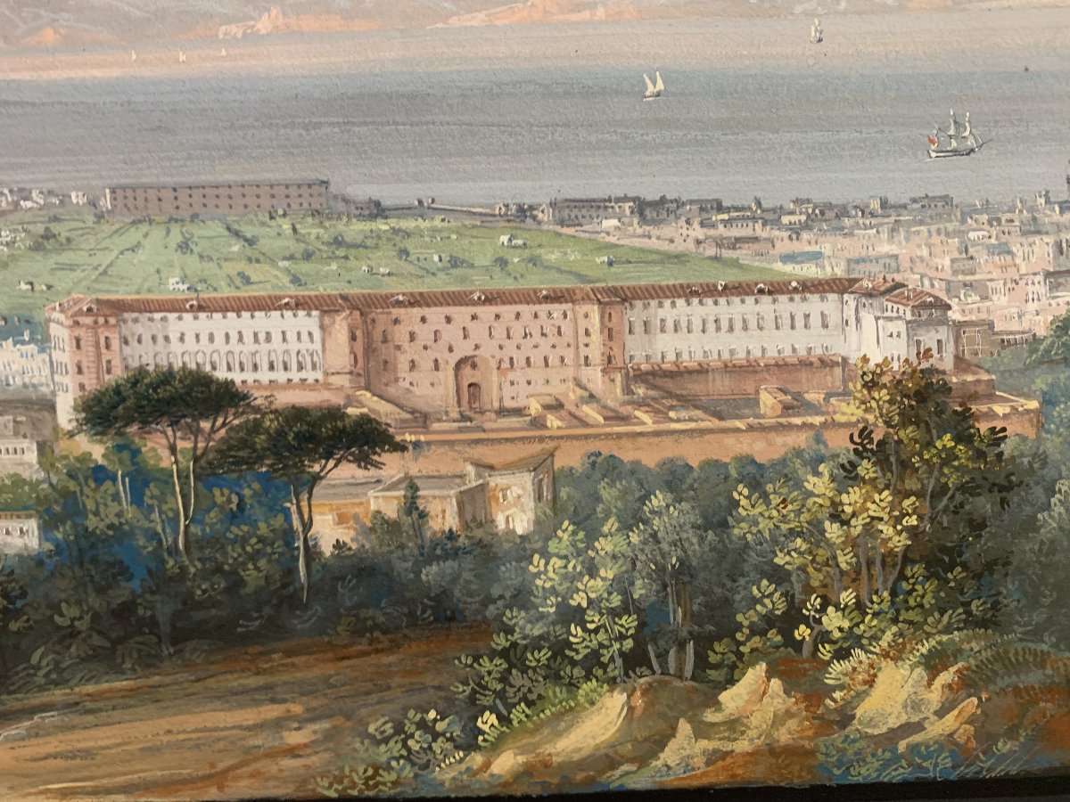 C.de Vito(attr) Napoli da Capodimonte- gouache- napoletana - Grand Tour Vesuvio -photo-2