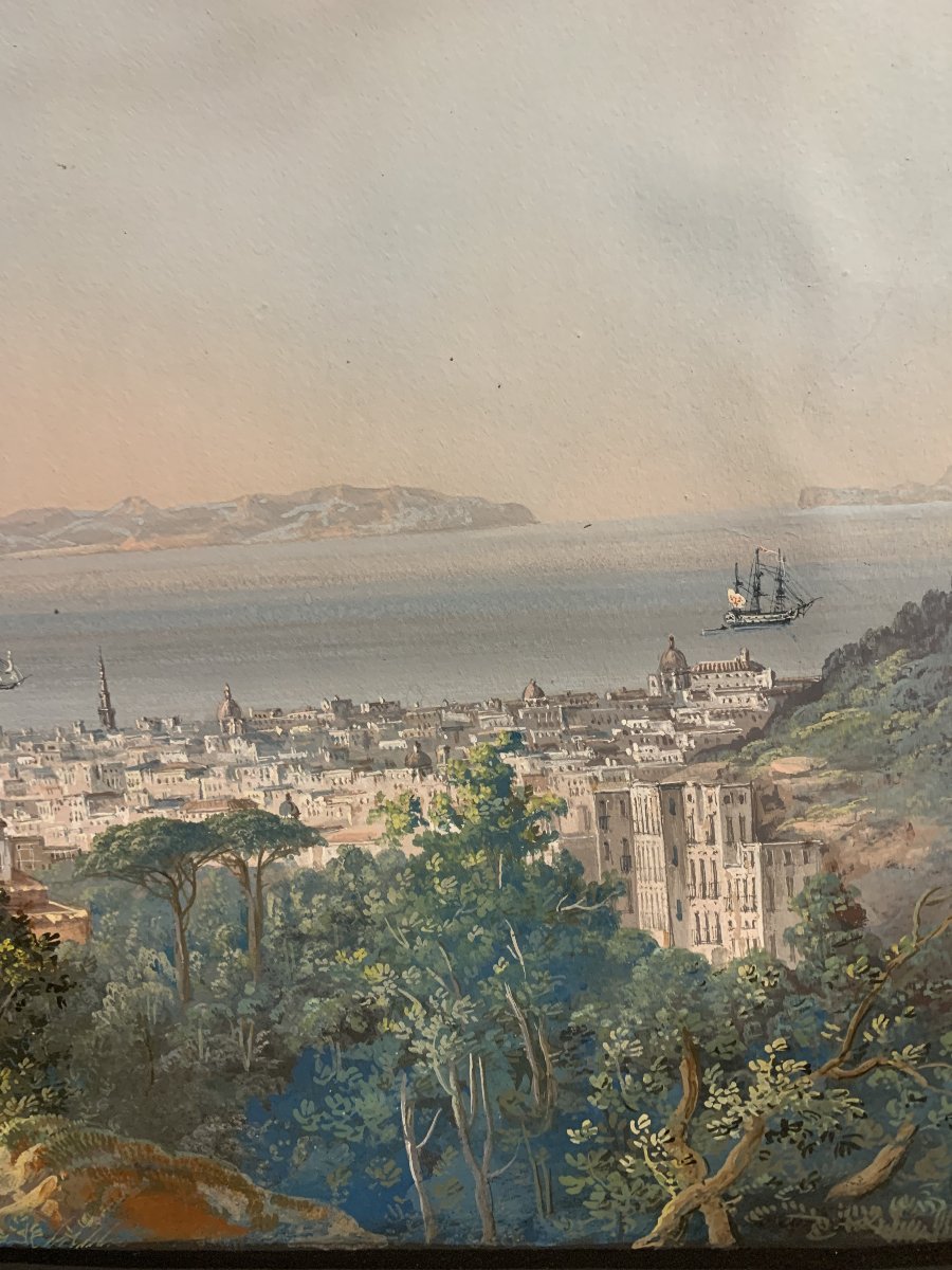 C.de Vito(attr) Napoli da Capodimonte- gouache- napoletana - Grand Tour Vesuvio -photo-3