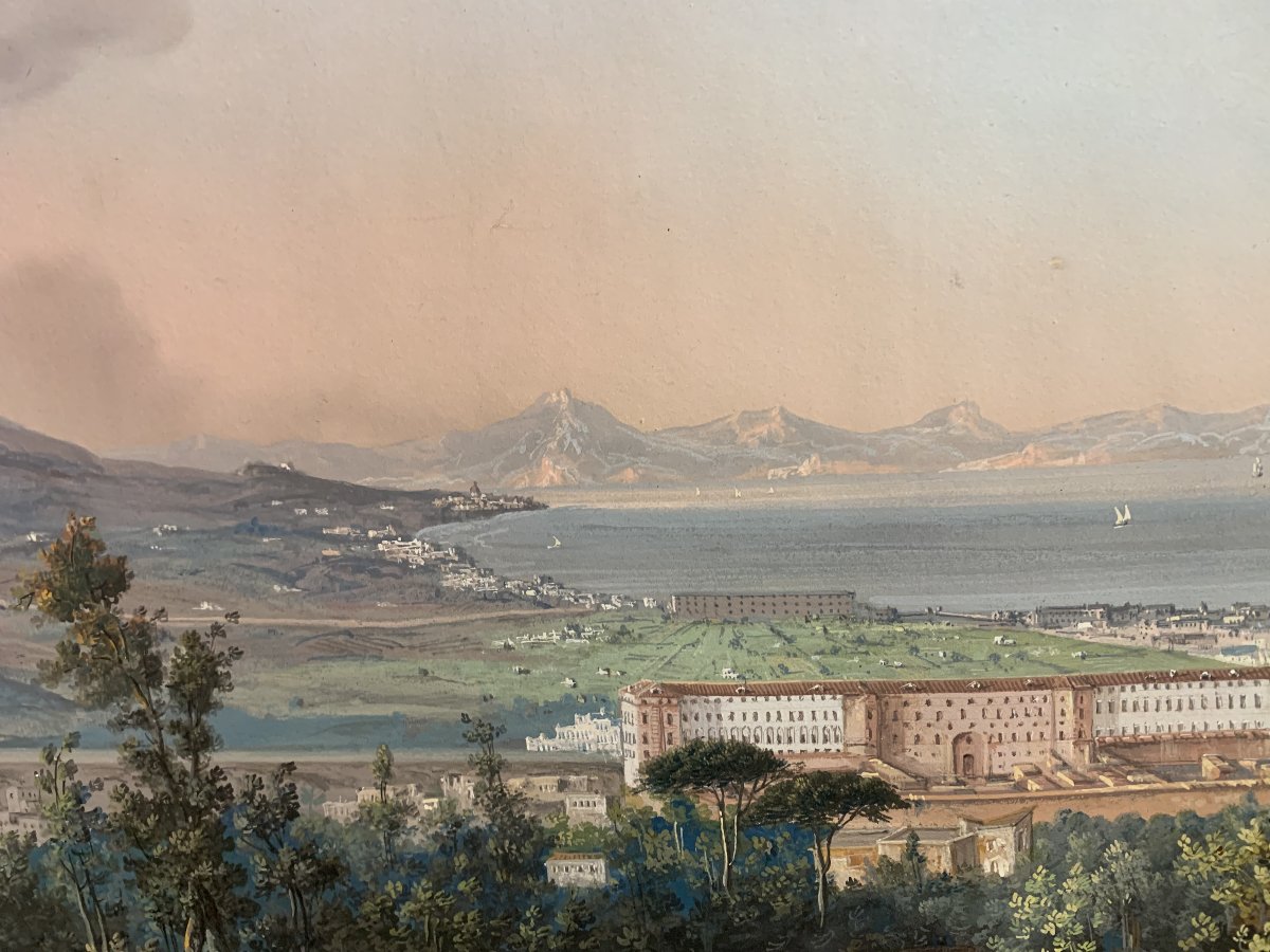 C.de Vito(attr) Napoli da Capodimonte- gouache- napoletana - Grand Tour Vesuvio -photo-4