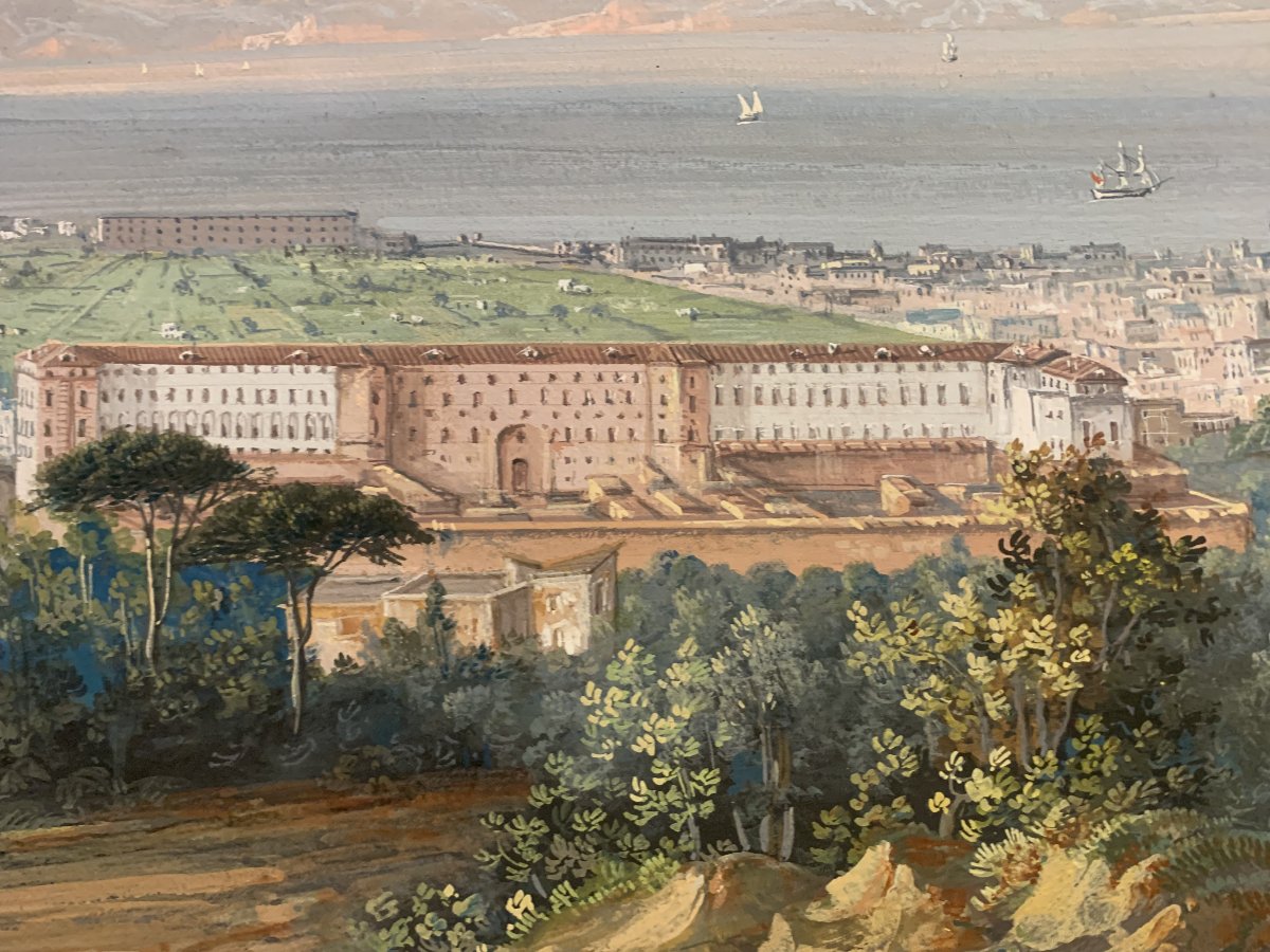C.de Vito(attr) Napoli da Capodimonte- gouache- napoletana - Grand Tour Vesuvio -photo-1