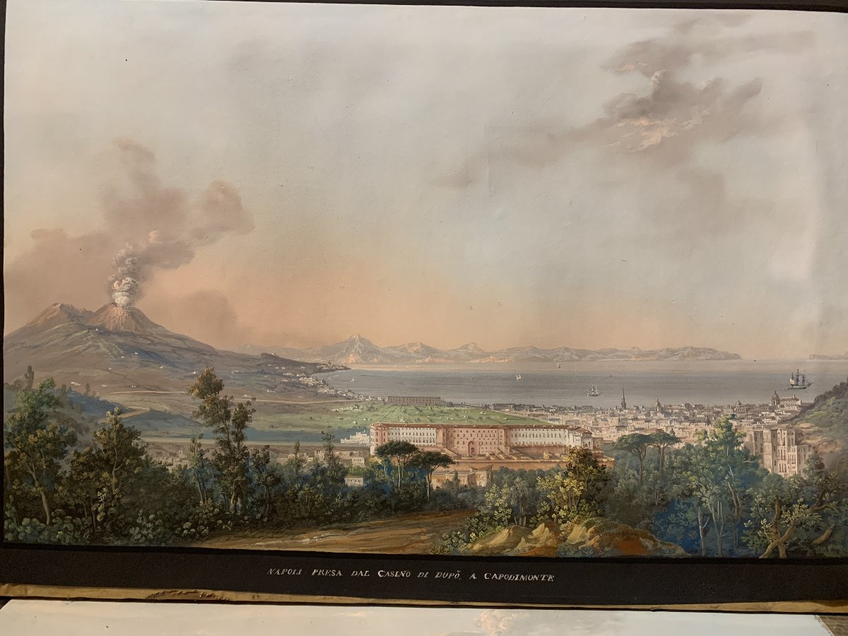 C.de Vito(attr) Napoli da Capodimonte- gouache- napoletana - Grand Tour Vesuvio -photo-2