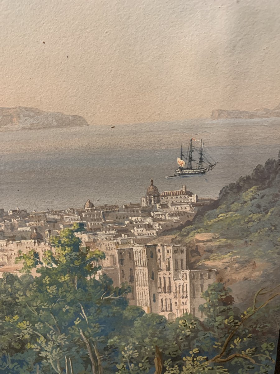 C.de Vito(attr) Napoli da Capodimonte- gouache- napoletana - Grand Tour Vesuvio -photo-4