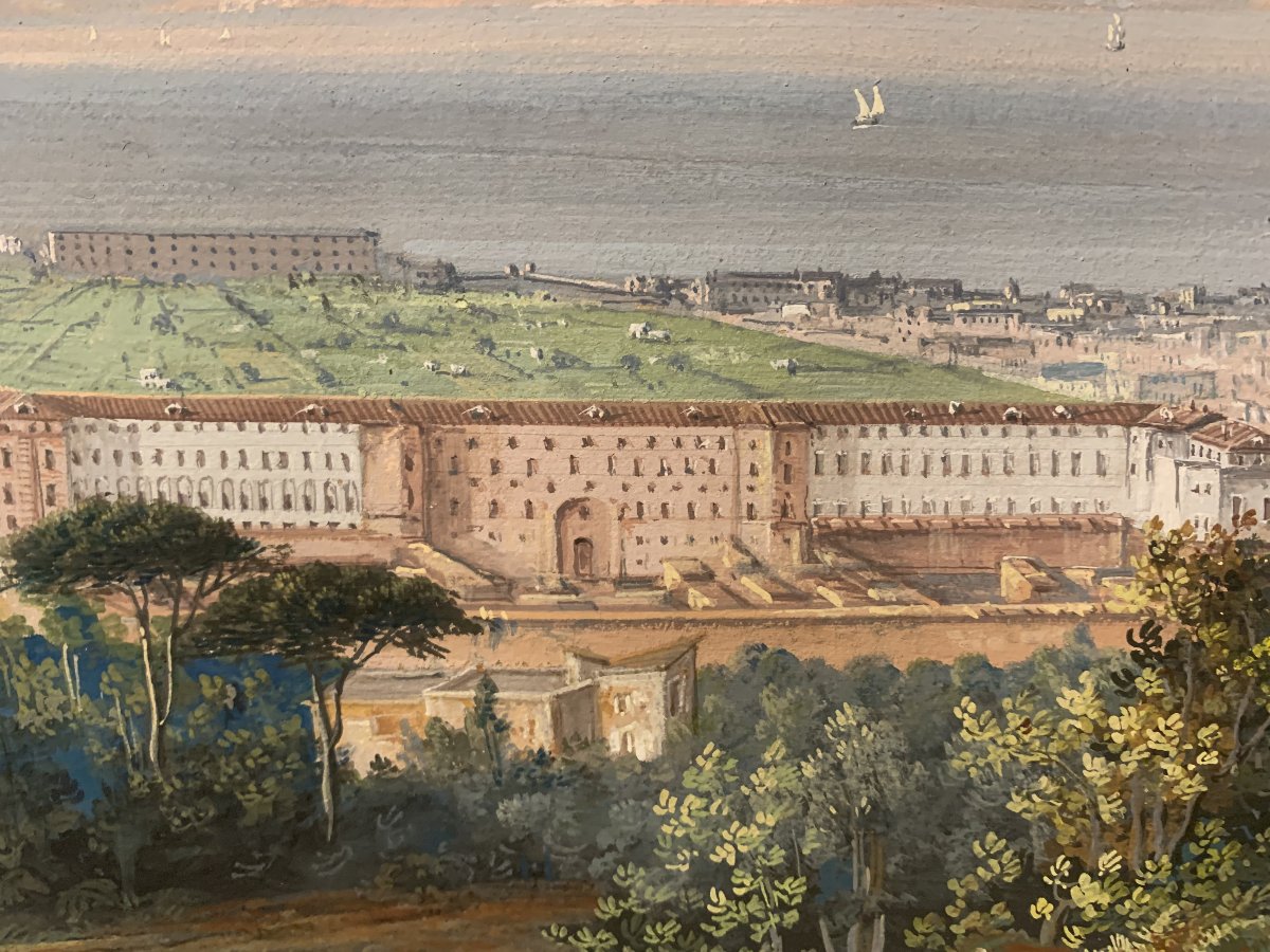 C.de Vito(attr) Napoli da Capodimonte- gouache- napoletana - Grand Tour Vesuvio -photo-5