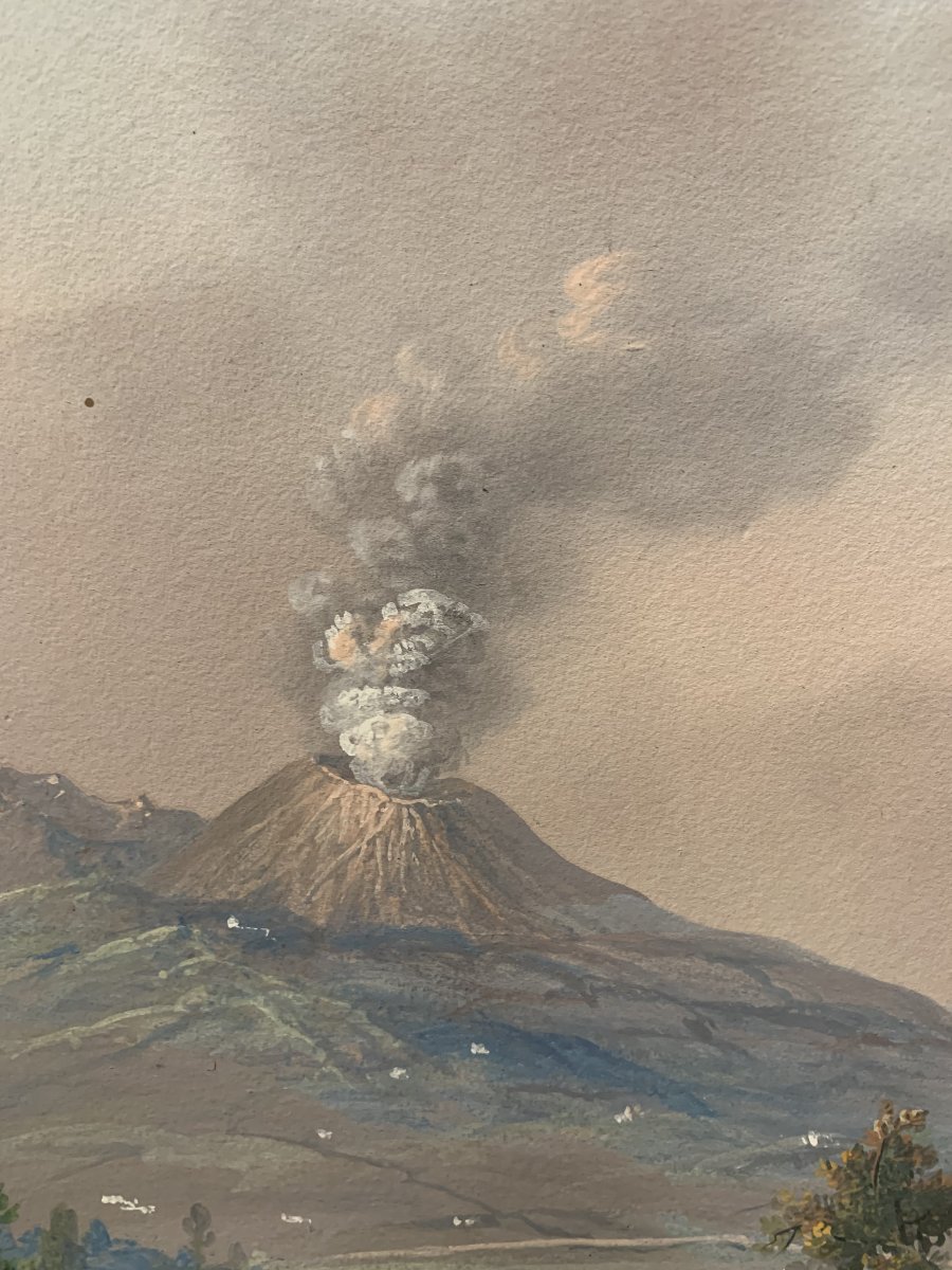 C.de Vito(attr) Napoli da Capodimonte- gouache- napoletana - Grand Tour Vesuvio -photo-6