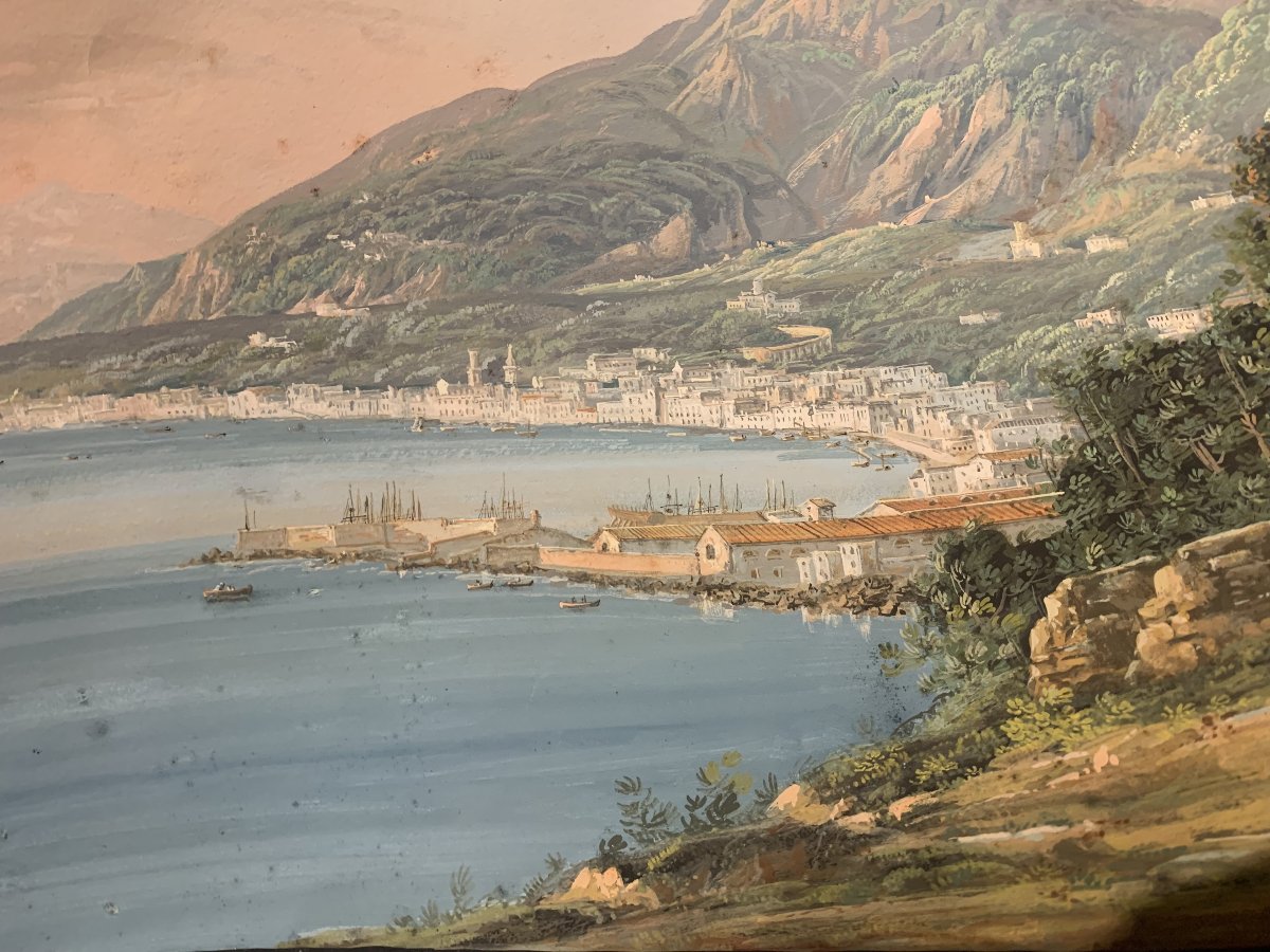 C.de Vito(attr) Castellammare- gouache- napoletana - Grand Tour Vesuvio -photo-3