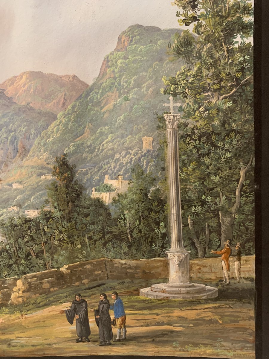 C.de Vito(attr) Castellammare- gouache- napoletana - Grand Tour Vesuvio -photo-4