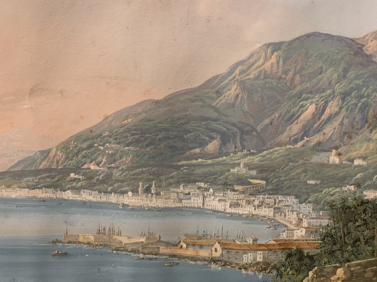 C.de Vito(attr) Castellammare- gouache- napoletana - Grand Tour Vesuvio -photo-1