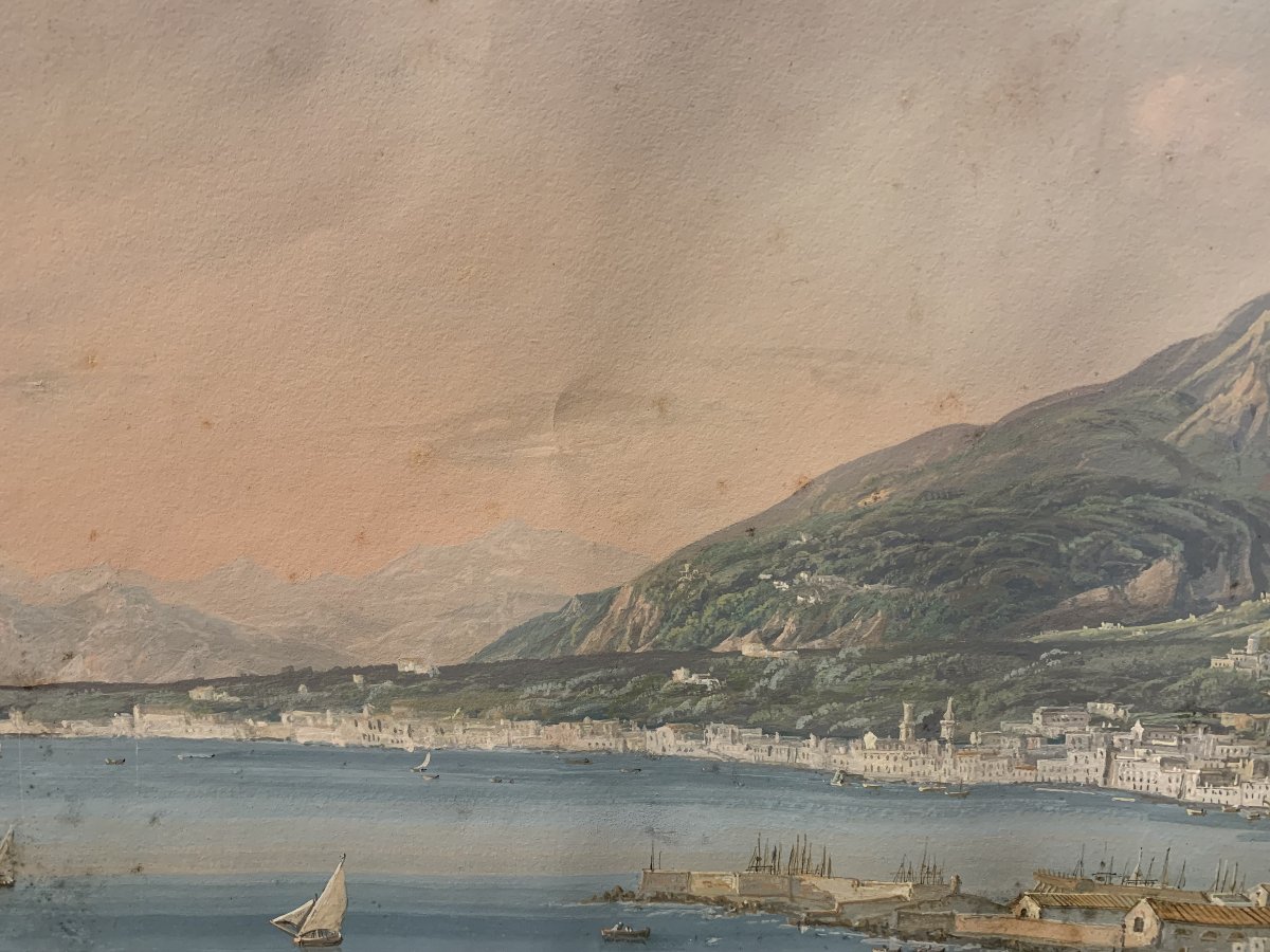 C.de Vito(attr) Castellammare- gouache- napoletana - Grand Tour Vesuvio -photo-2