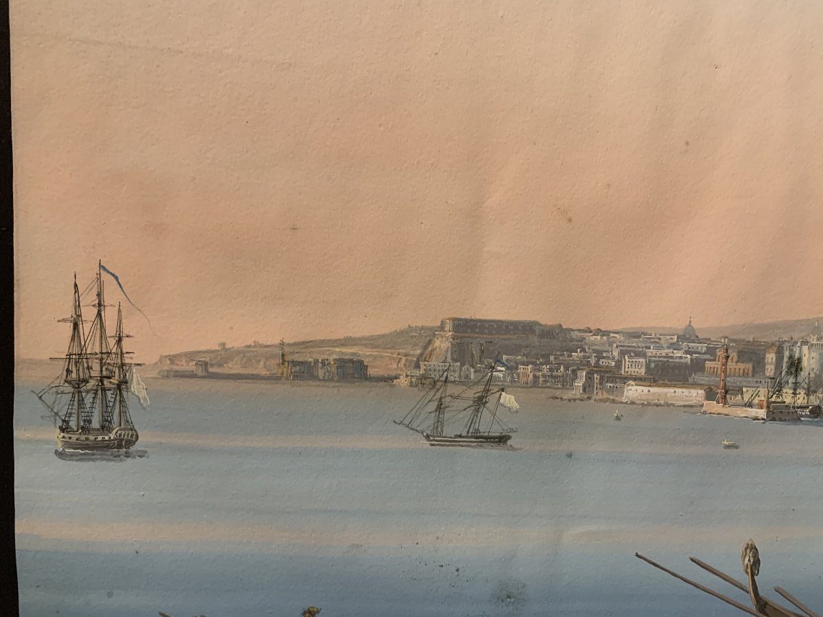 C.de Vito(attr) Napoli dal Carmine- gouache- napoletana - Grand Tour Vesuvio Italia-photo-3