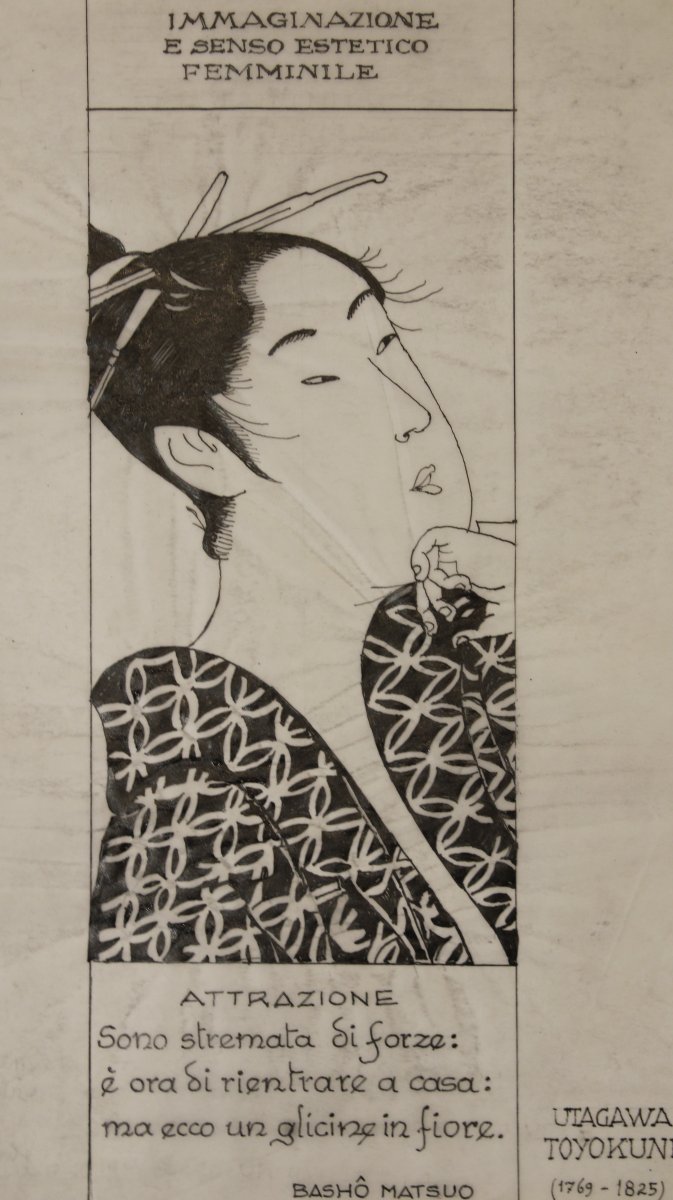 3 disegni da xilografie di kitagawa Utamaro, scuola italiana,XX secolo , italia , giappone -photo-3
