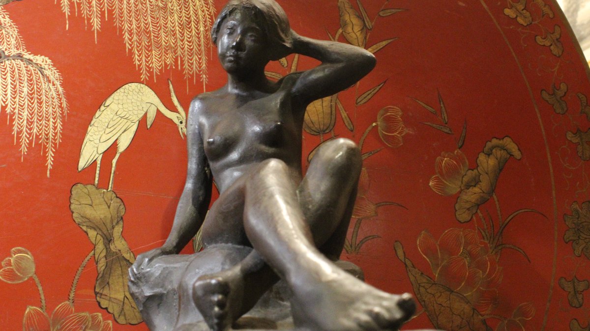 Tetsuya Mizunoya , scultura in bronzo  raffigurante  una ragazza giapponese . 1930 circa -photo-3