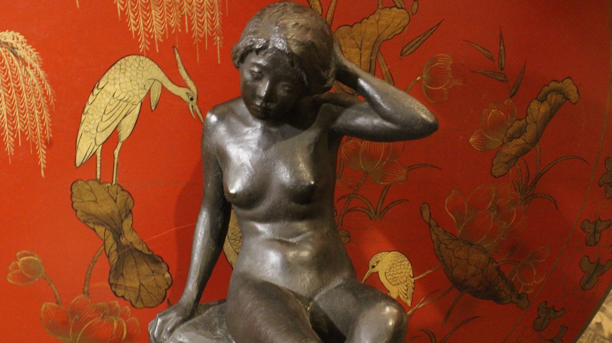 Tetsuya Mizunoya , scultura in bronzo  raffigurante  una ragazza giapponese . 1930 circa -photo-4