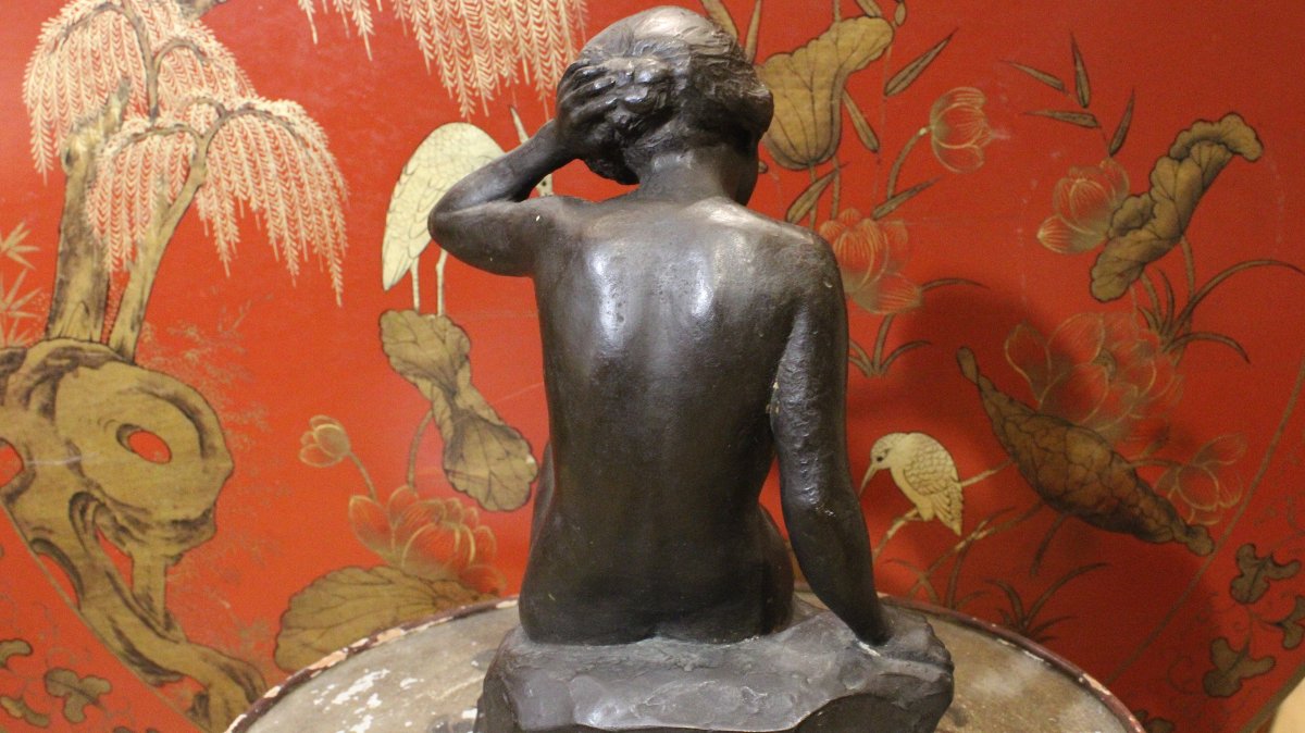 Tetsuya Mizunoya , scultura in bronzo  raffigurante  una ragazza giapponese . 1930 circa -photo-1