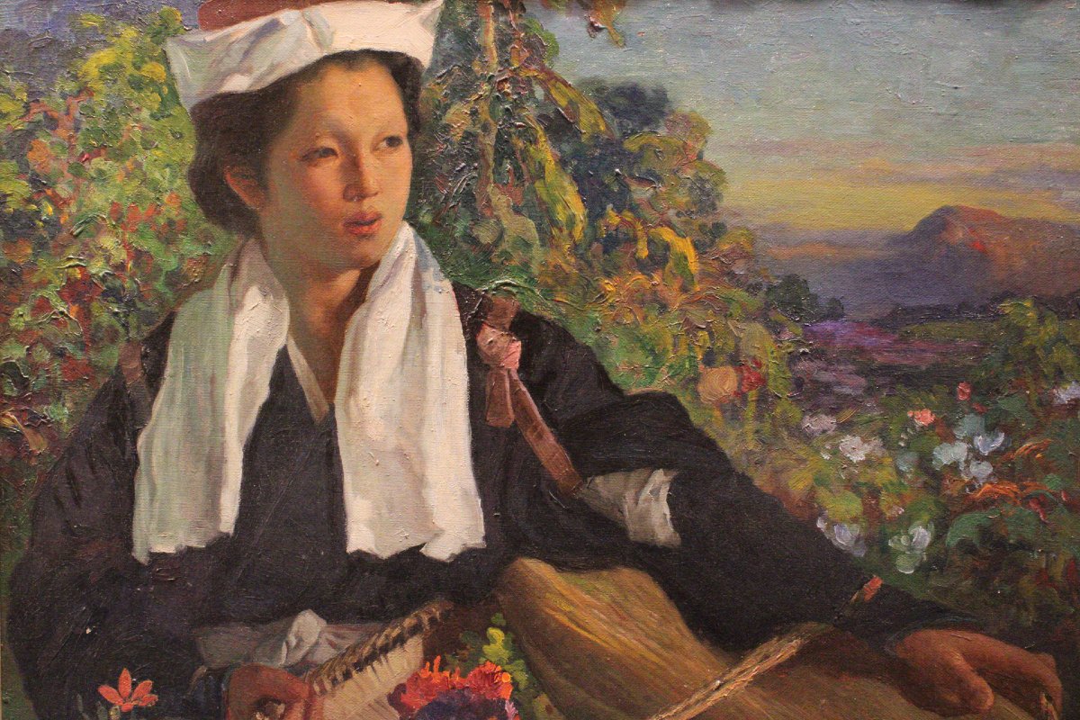 Kunitaro Teramatsu -pittura a olio su tela , giapponese in stile occidentale -photo-2