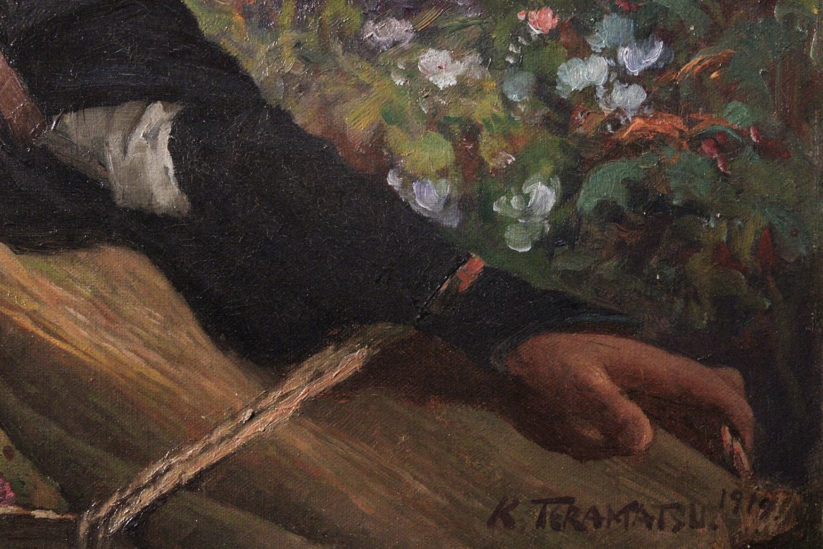 Kunitaro Teramatsu -pittura a olio su tela , giapponese in stile occidentale -photo-4