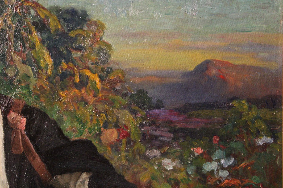 Kunitaro Teramatsu -pittura a olio su tela , giapponese in stile occidentale -photo-1