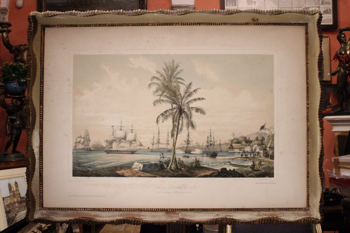 L.LeBreton -vedute di Tahiti , Polinesi -Litografie colorate a mano- 1844 -photo-3