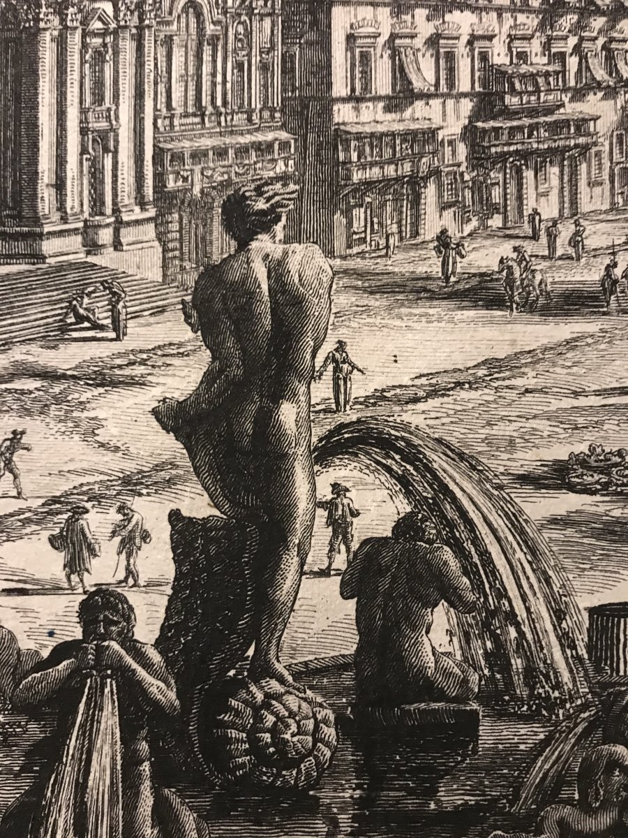 G.B.Piranesi- Vue de la Place Navona  a Rome -1773- gravure originale- premiere etat-photo-4