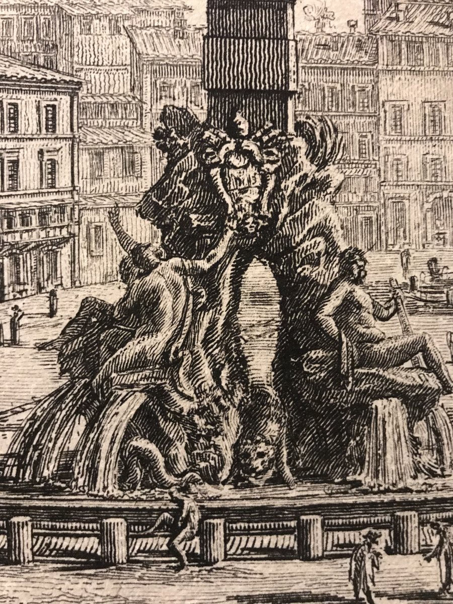 G.B.Piranesi- Vue de la Place Navona  a Rome -1773- gravure originale- premiere etat-photo-1
