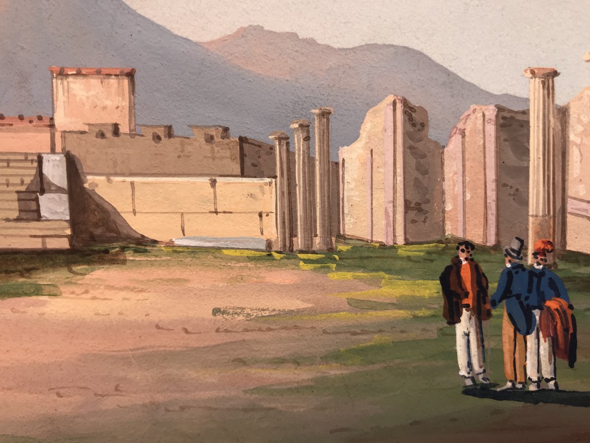 Mauton - Tempio di Venere a Pompei- Gouache - 1830 ca-photo-4