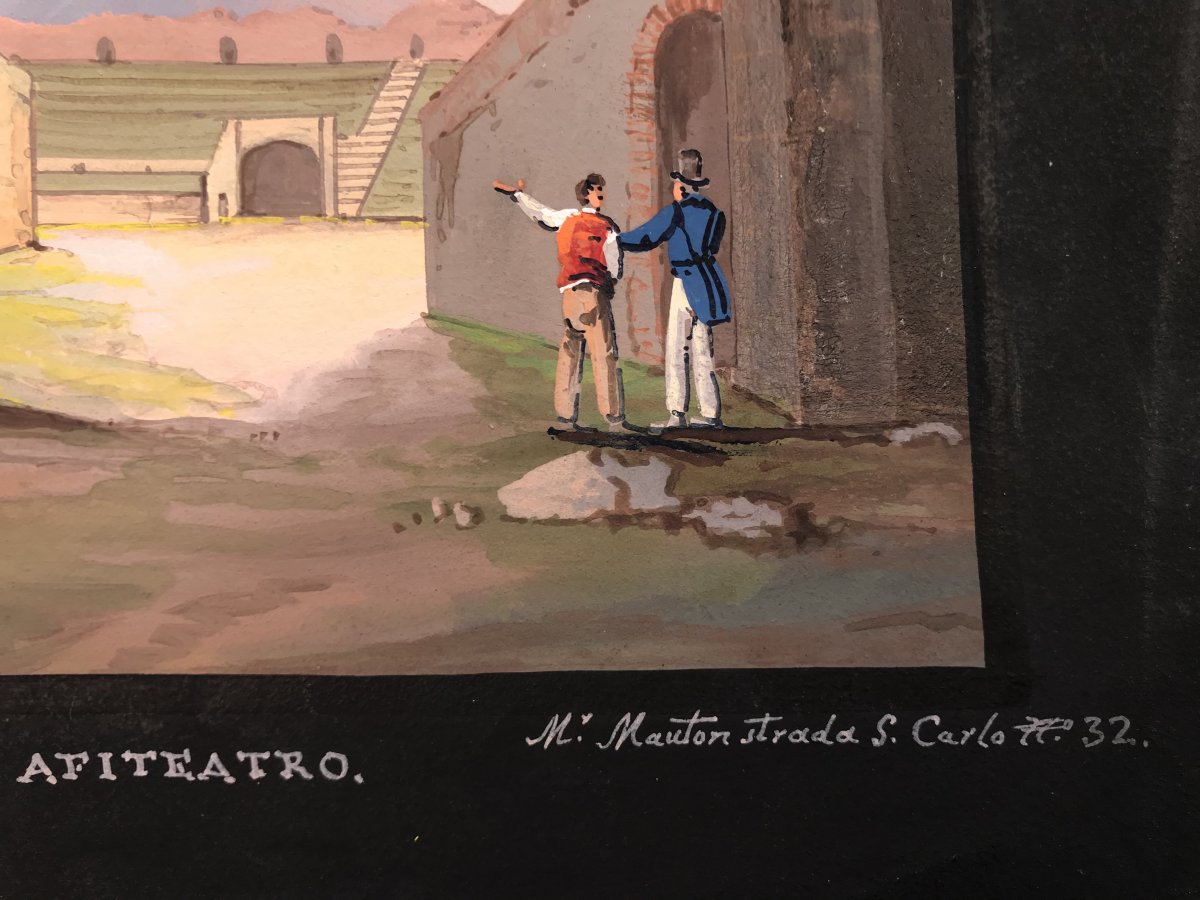 Mauton - Interno dell'Anfiteatro  a Pompei- Gouache - 1830 ca-photo-2