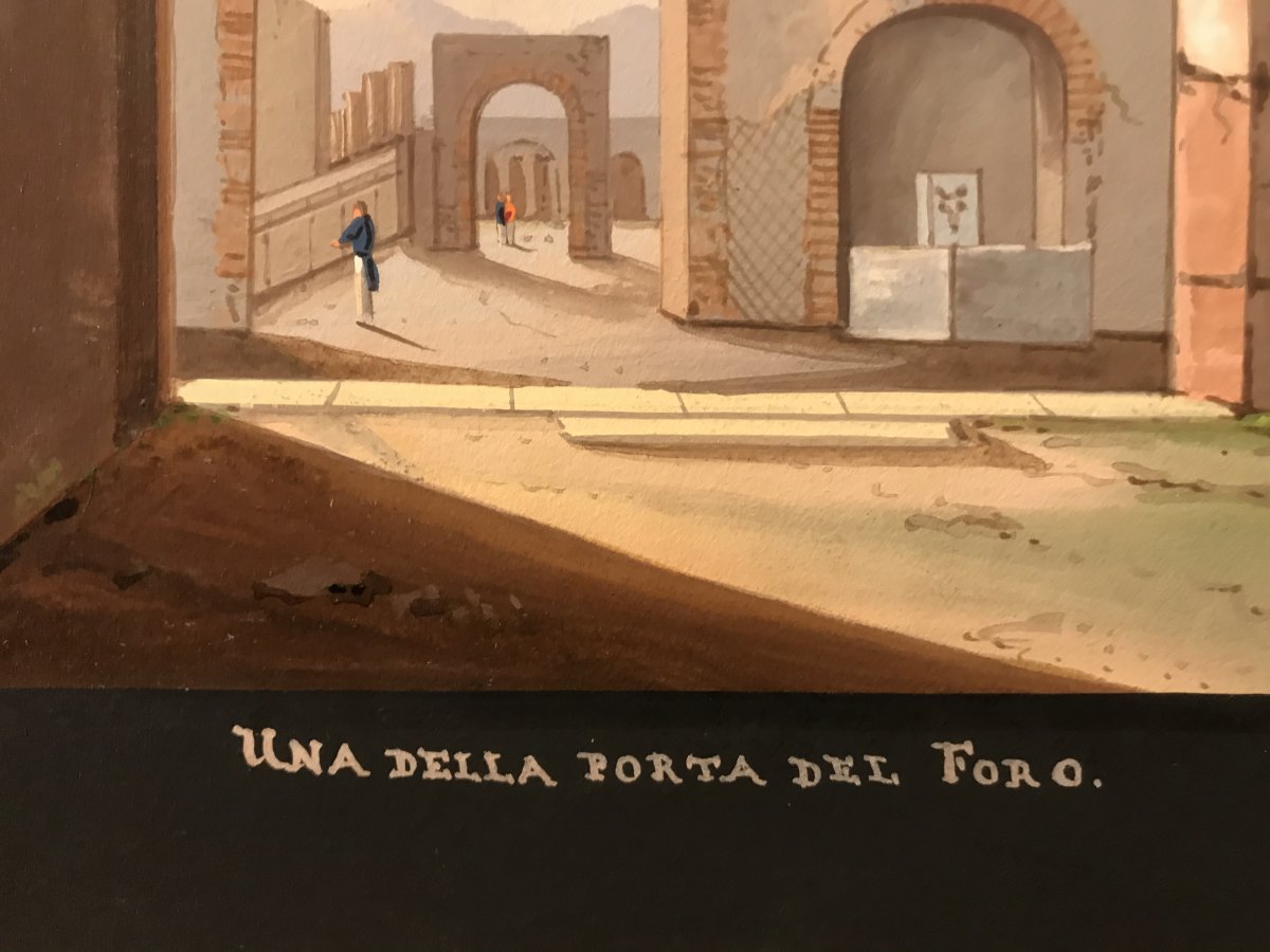 Mauton - Una Porta del Foro  a Pompei- Gouache - 1830 ca-photo-2