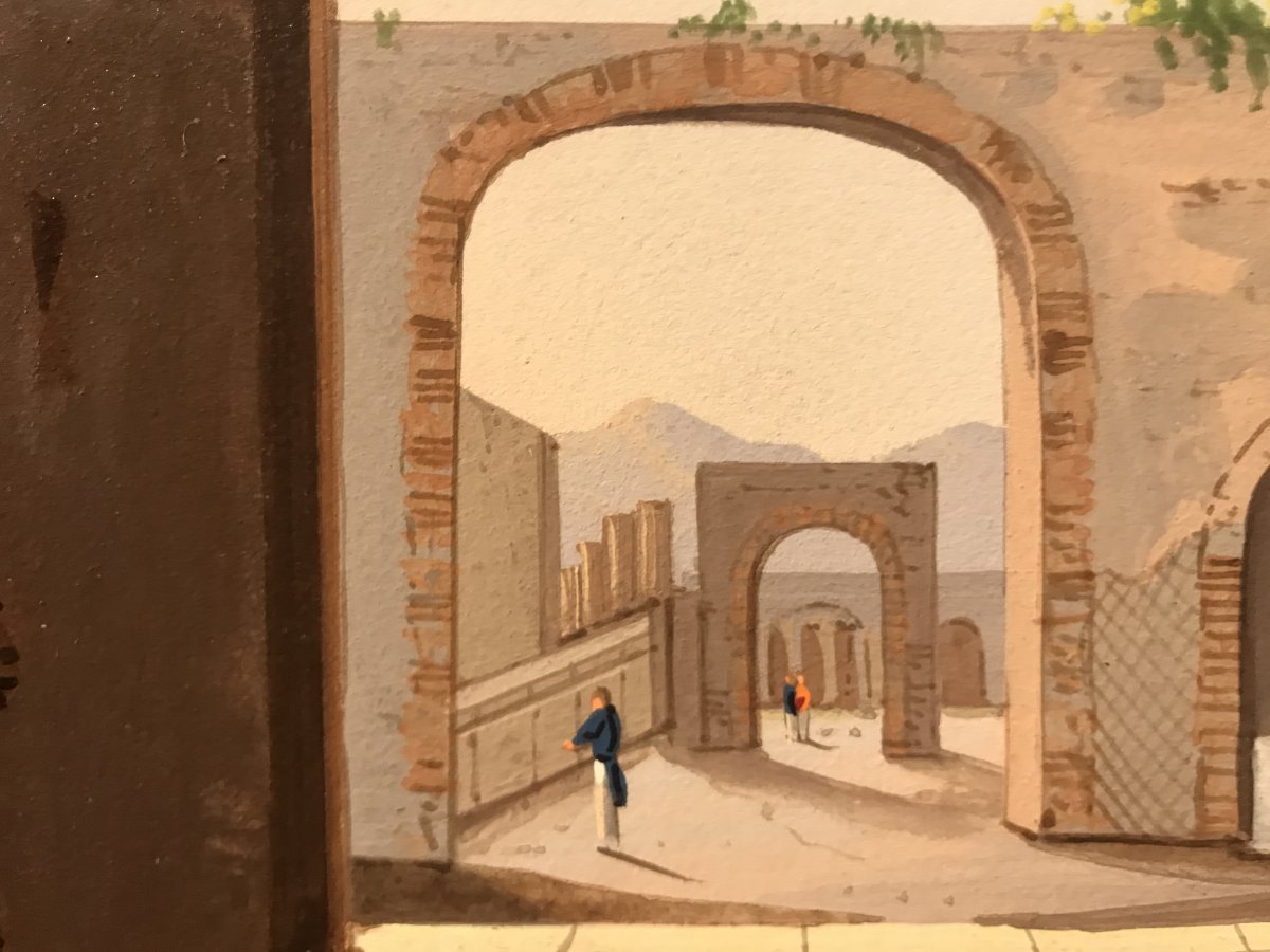 Mauton - Una Porta del Foro  a Pompei- Gouache - 1830 ca-photo-3