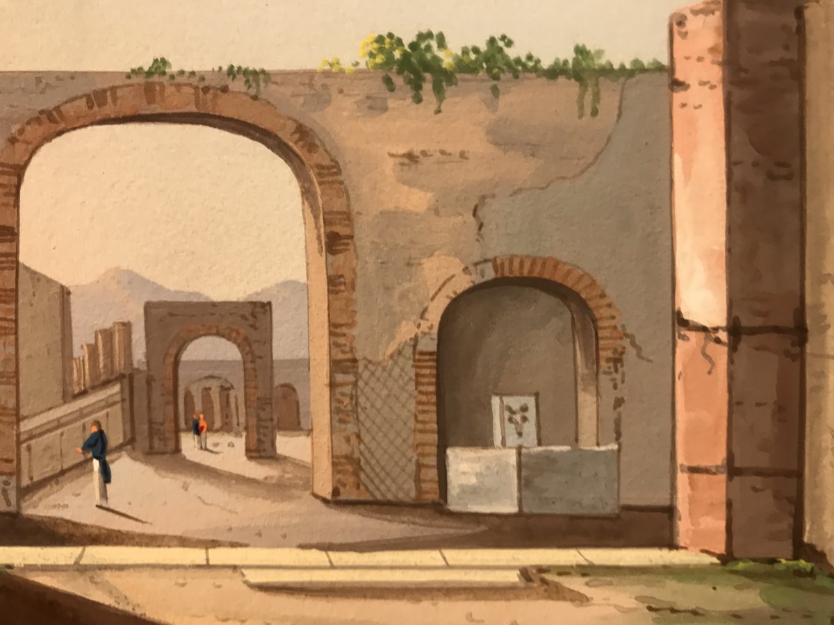 Mauton - Una Porta del Foro  a Pompei- Gouache - 1830 ca-photo-4