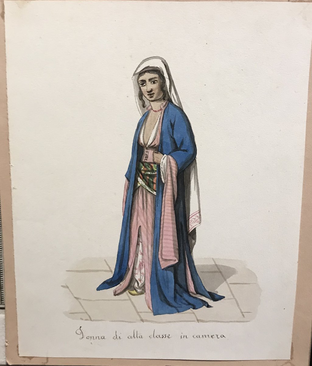 Ecole italienne, suite de 12 costumes islamiques, aquarelles 1830 ca. Orientalisme-photo-2