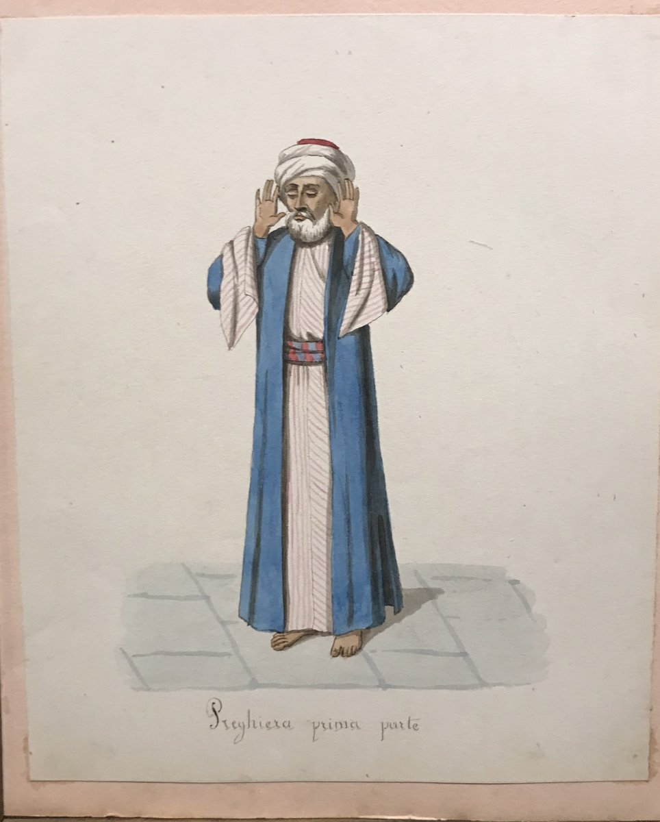 Ecole italienne, suite de 12 costumes islamiques, aquarelles 1830 ca. Orientalisme-photo-1
