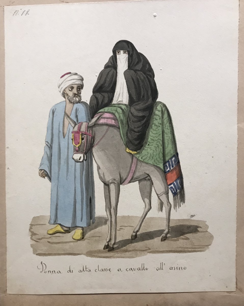 Ecole italienne, suite de 12 costumes islamiques, aquarelles 1830 ca. Orientalisme