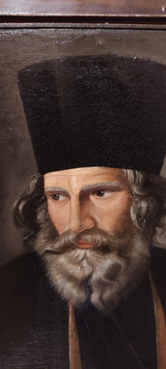 Peintre Italien Première Moitié Du XIXe Siècle Portrait d'Un Prêtre Grec Orthodoxe-photo-5