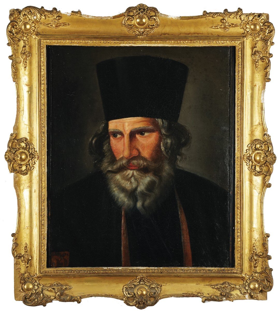Peintre Italien Première Moitié Du XIXe Siècle Portrait d'Un Prêtre Grec Orthodoxe