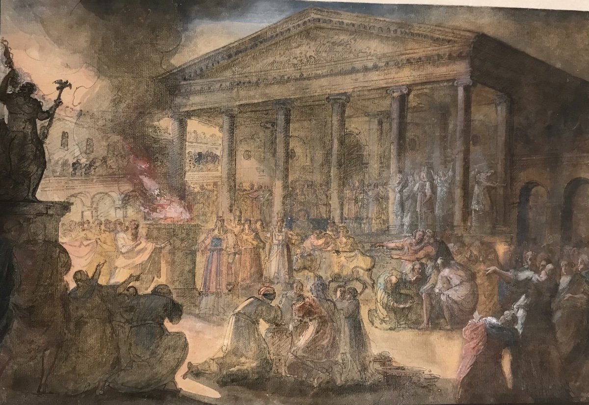 Ecole Francaise - Proche Louis J.Desprez - XVIII Siecle- Acquarelle