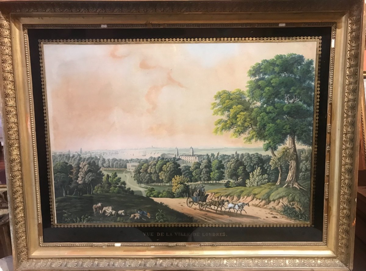 Londra Veduta di Greenwich- Acquatinta 1815 -photo-2