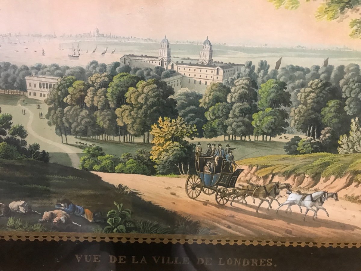 Londra Veduta di Greenwich- Acquatinta 1815 -photo-4