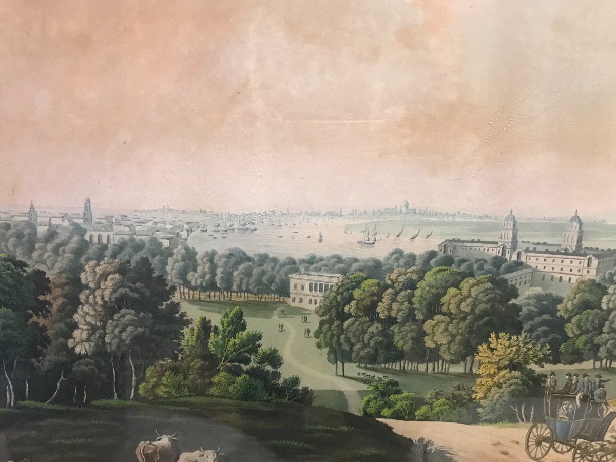 Londra Veduta di Greenwich- Acquatinta 1815 -photo-1