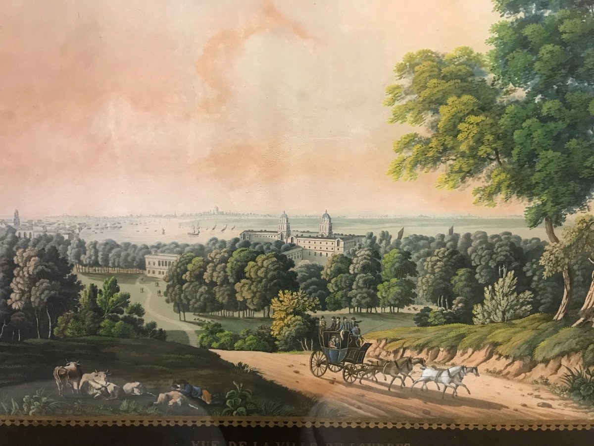 Londra Veduta di Greenwich- Acquatinta 1815 -photo-3