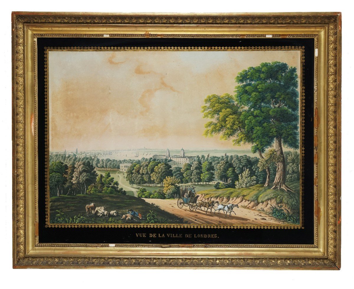 Londra Veduta di Greenwich- Acquatinta 1815 