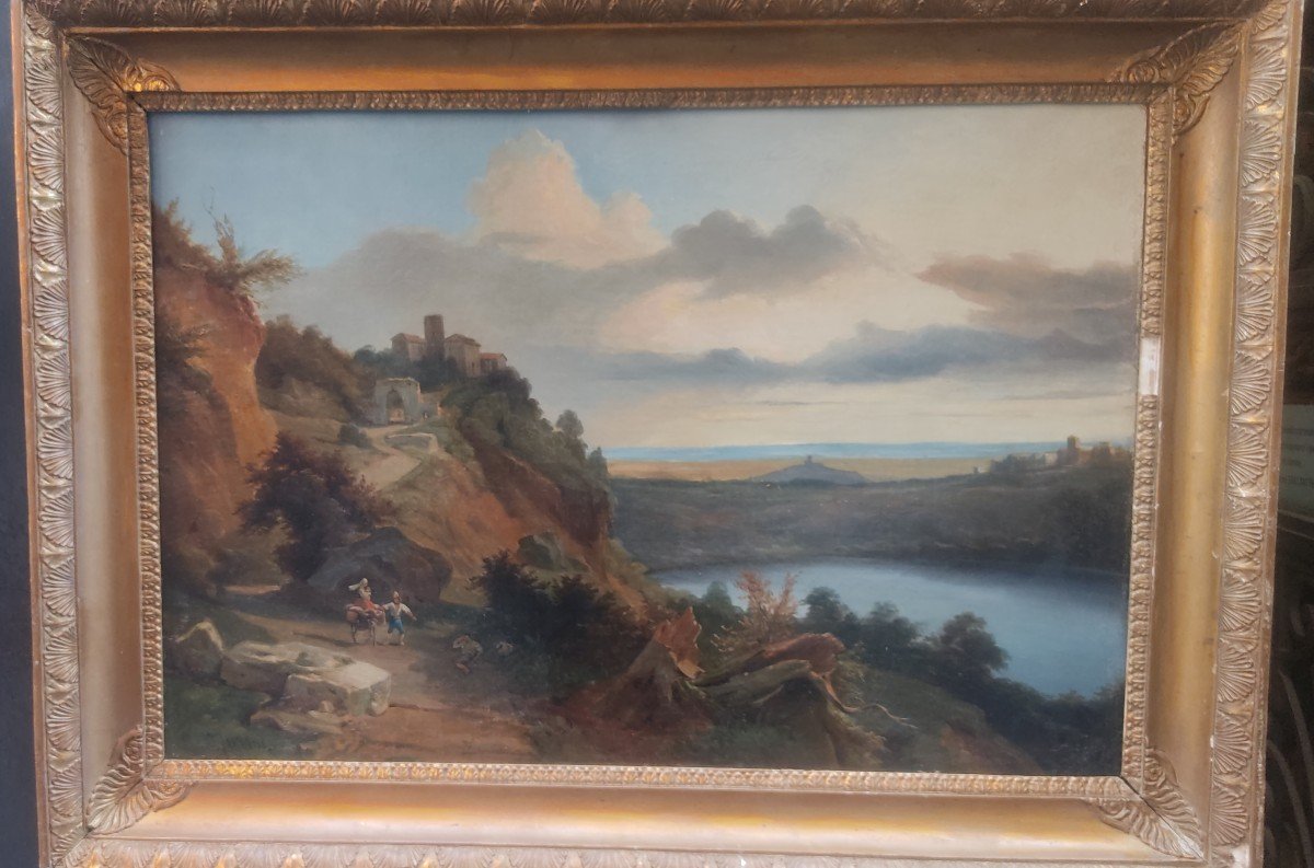 Belle Vue De La Première Moitié Du XIXe Siècle Auteur Français Vue Du Lac De Nemi Près De Rome